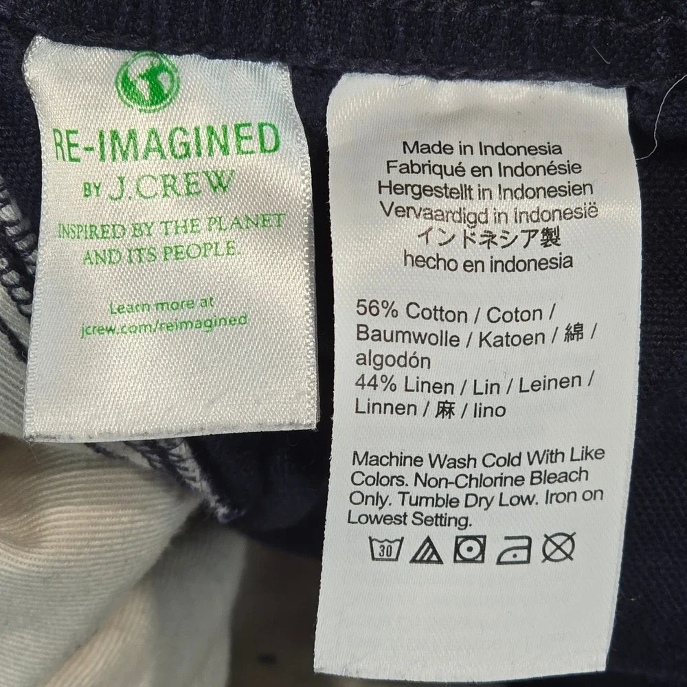 J.Crew Mens Navy Blue Cotton Linen Blend Dock Pants CJ363 Size M